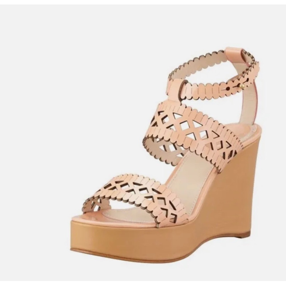 Chloe’ Pierced Wedge Leather Sandals